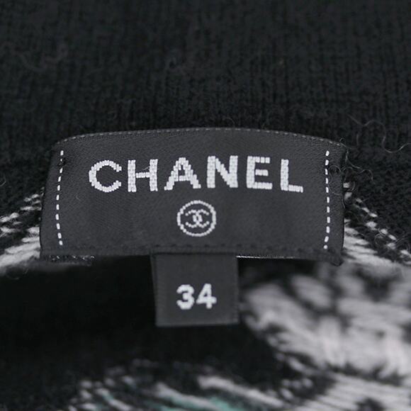 Authentic CHANEL Cashmere Zipper Zip-Up Hoodie Sweater Jacket Black Multicolor - Picture 10 of 13